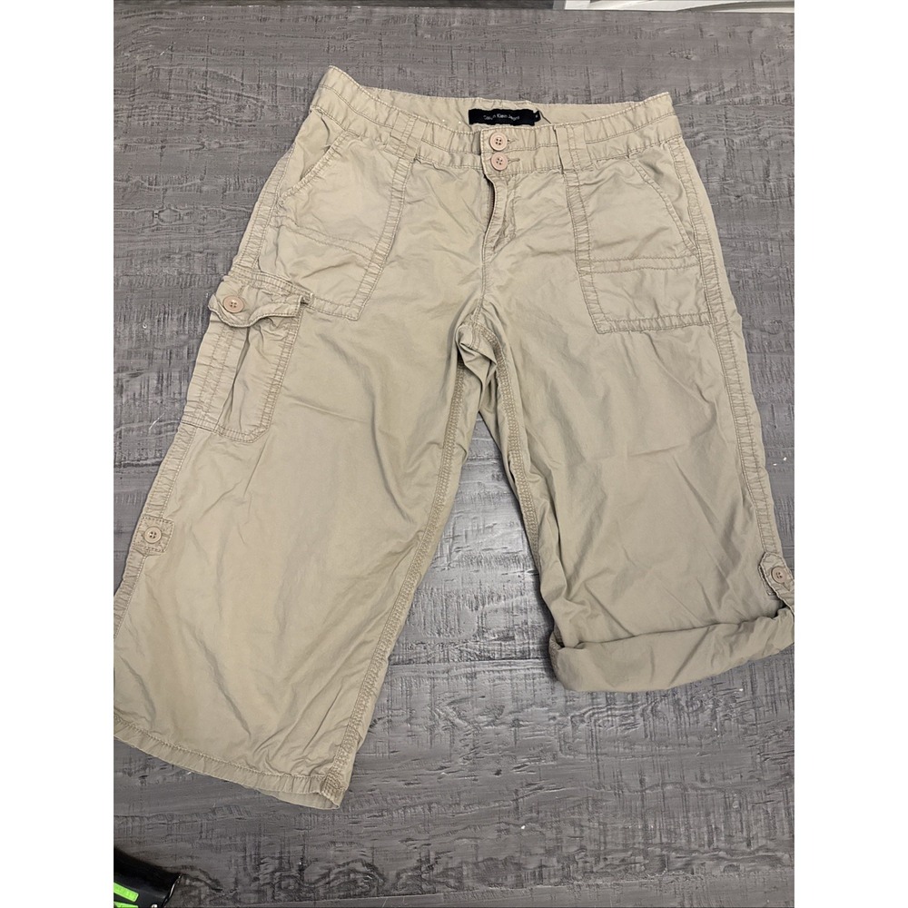 Calvin Klein Khaki Cargo Pants Casual Cotton Straight Leg Size 10 GI Jane